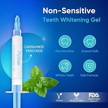 MySmile Teeth Whitening Kit with 28 LED Accelerator Light, At Home Tooth Brightening Set with 3PCS 3ML Whitening Gel, 30+ Treatments, Enamel Safe Oral Care Kit for Daily Stain Reduction