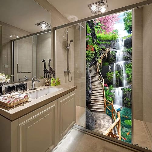 Miniatura 6 de ZY-KL Adhesivo 3D para puerta de pared papel tapiz mural impermeable y a prueba de humedad adhesivo de PVC para puerta de dormitorio oficina y hogar