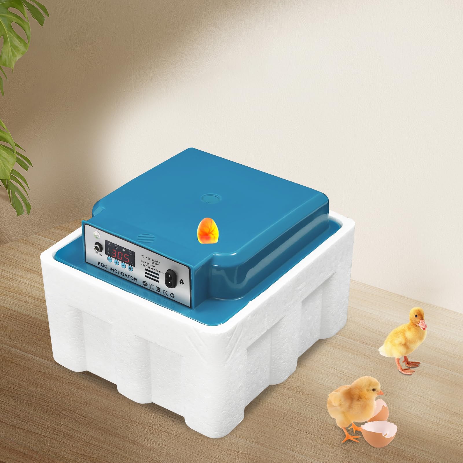 Incubatrice Automatica Per Uova | 360° Rotazione, Termostato 37.8°C, Candeggiatura LED, Alimentazione Type-C
