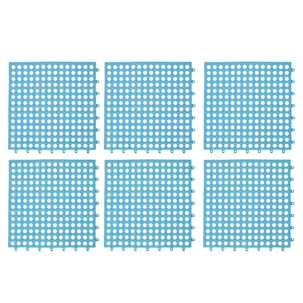 Tapis de sol antidérapant en PVC bleu 30x30 cm pour douche et cuisine en lot de 6