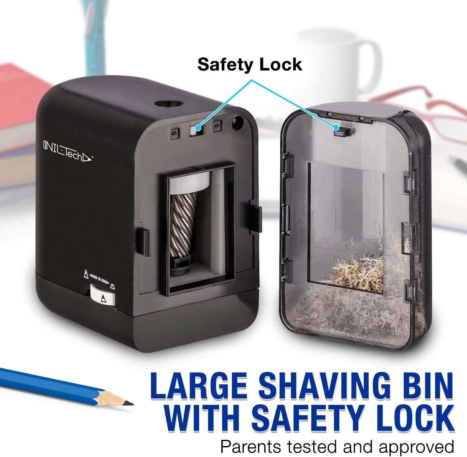 Electric Pencil Sharpener Heavy Duty for Classroom, School, & Kids | Multi-Powered (AC Plug-in & Battery) | Automatic Stop for Colored Pencils