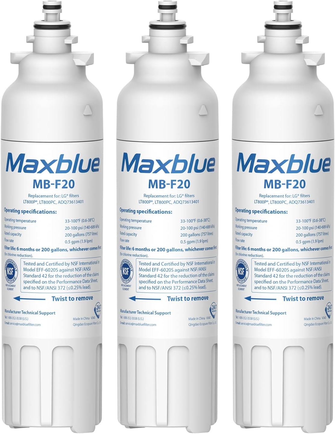Maxblue ADQ73613401 Refrigerator Water Filter, Replacement for LG® LT800P
