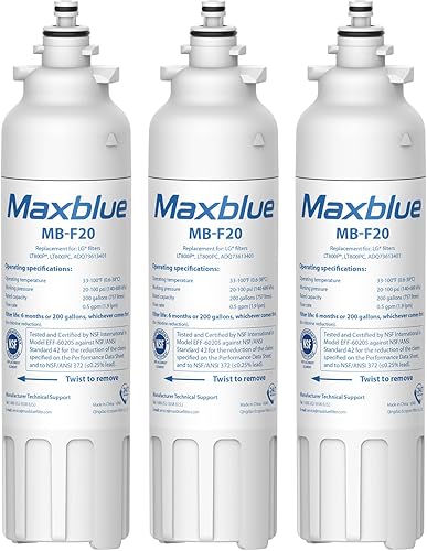 Maxblue Filtro de agua para refrigerador ADQ73613401, repuesto para LG® LT800P®, ADQ73613402, ADQ73613408, ADQ75795104, Kenmore 9490, LSXS26326S,