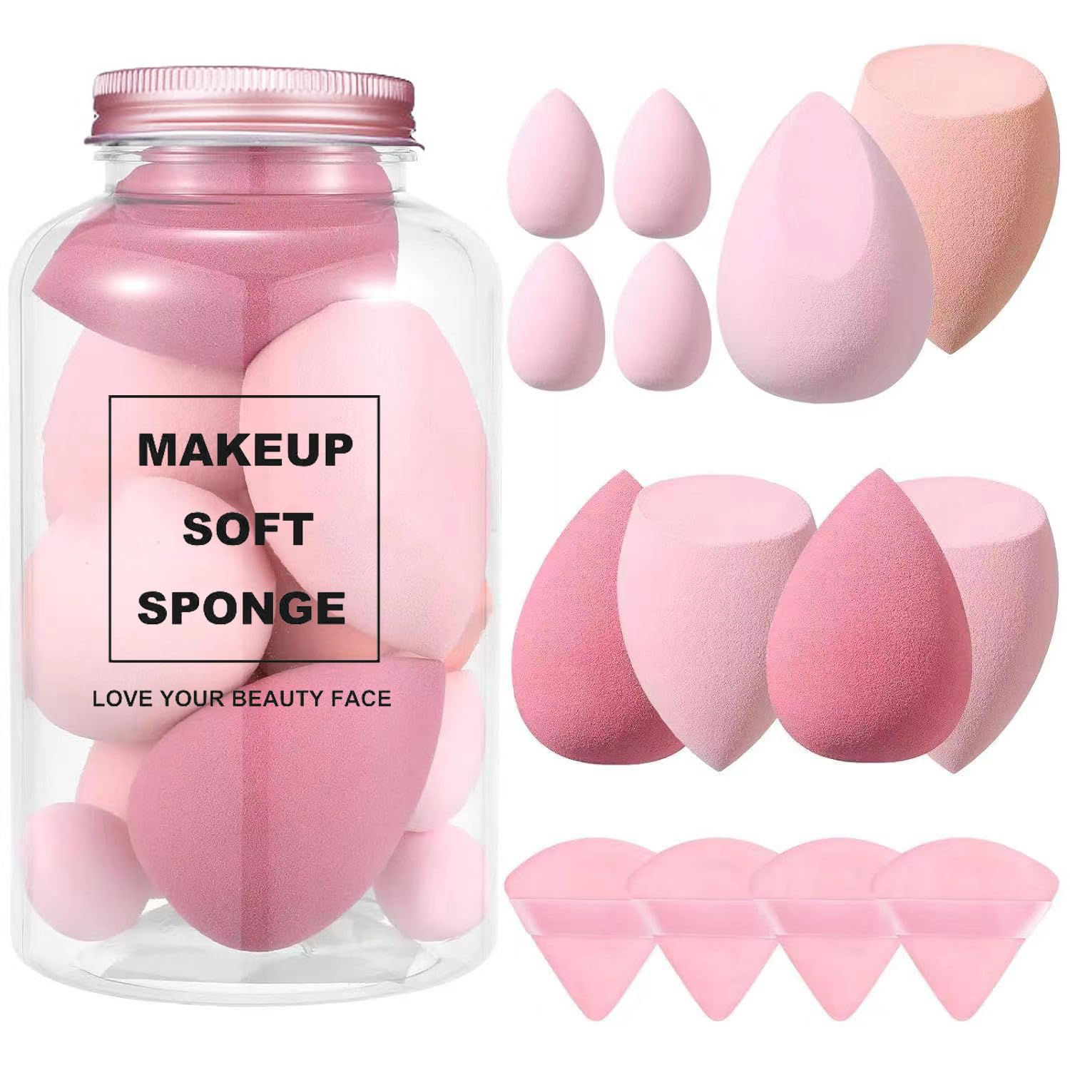 Sponsored Ad – Joyzzz Makeup Sponge Set, 14 Pcs Beauty Sponges Blender with 4 Pcs Mini Make up Sponges Valentine's Day Gift and 4 Pcs Powder Puff and, Mother's Day Gift for Women Liquid, Foundation, Powder