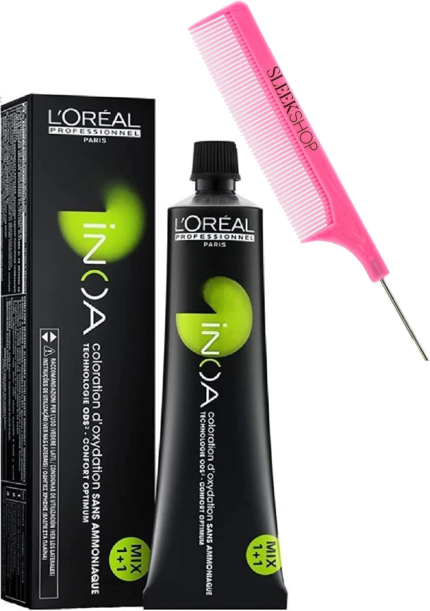 Lack Professional Paris I'oreaI INOA Ammonia-Free Permanent Hair Color Dye, 100% White/Grey Hair Coverage (w/ SLEEKSHOP 2.10 Ounce (Pack of 1)