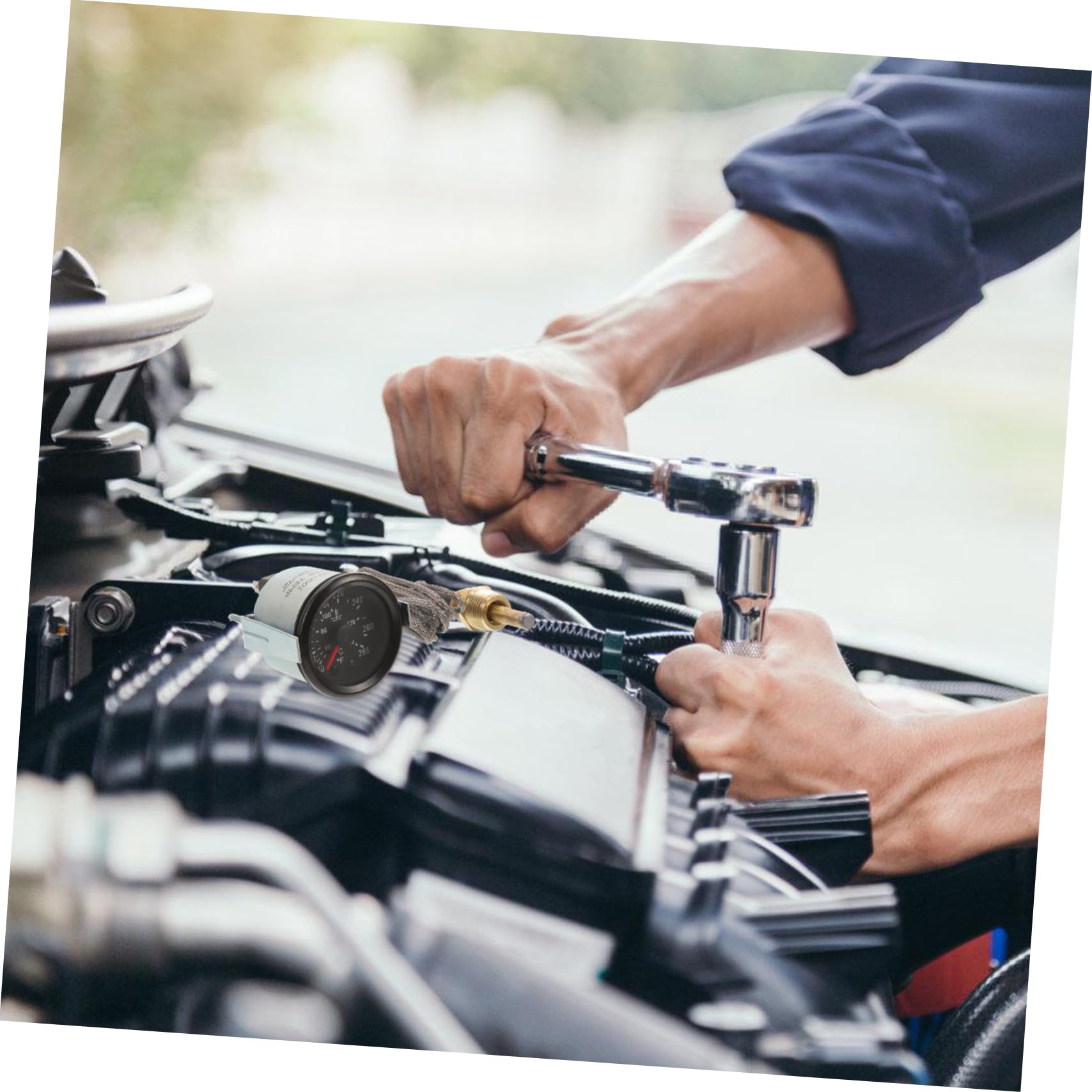 Misuratore Della Temperatura Dell'acqua Meccanico 52mm Con Sensore, Indicatore Metallo Doppia Scala Celsius e Fahrenheit Per Auto, Camion e Barche, Monitoraggio Temperatura Motore
