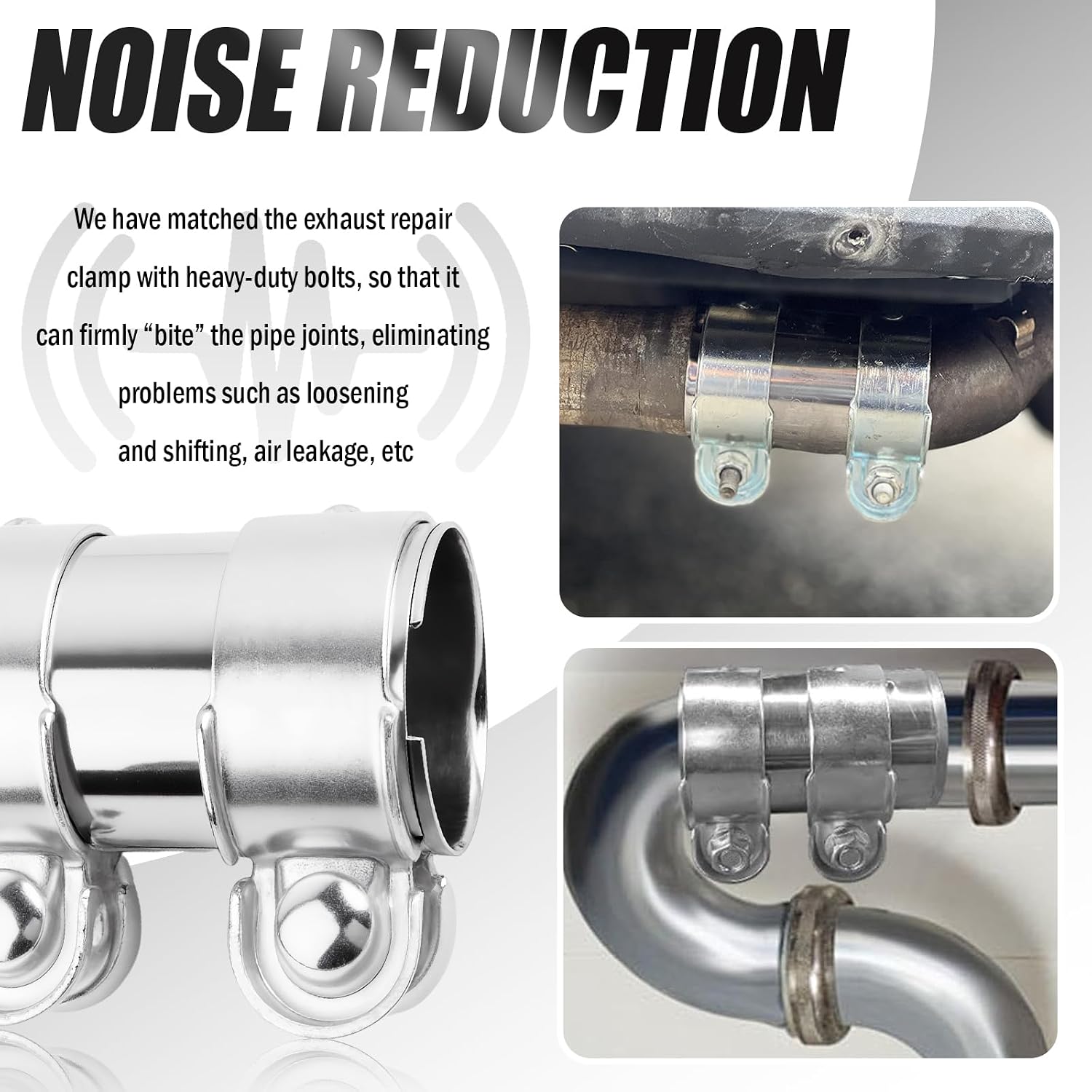 2 inch Exhaust Clamp for Car,Stainless Steel Car Exhaust Band Clamp for Securely Connecting Tubes,Butt Joint Cars Exhausts Coupler as Muffler Clamps Automotive Accessories