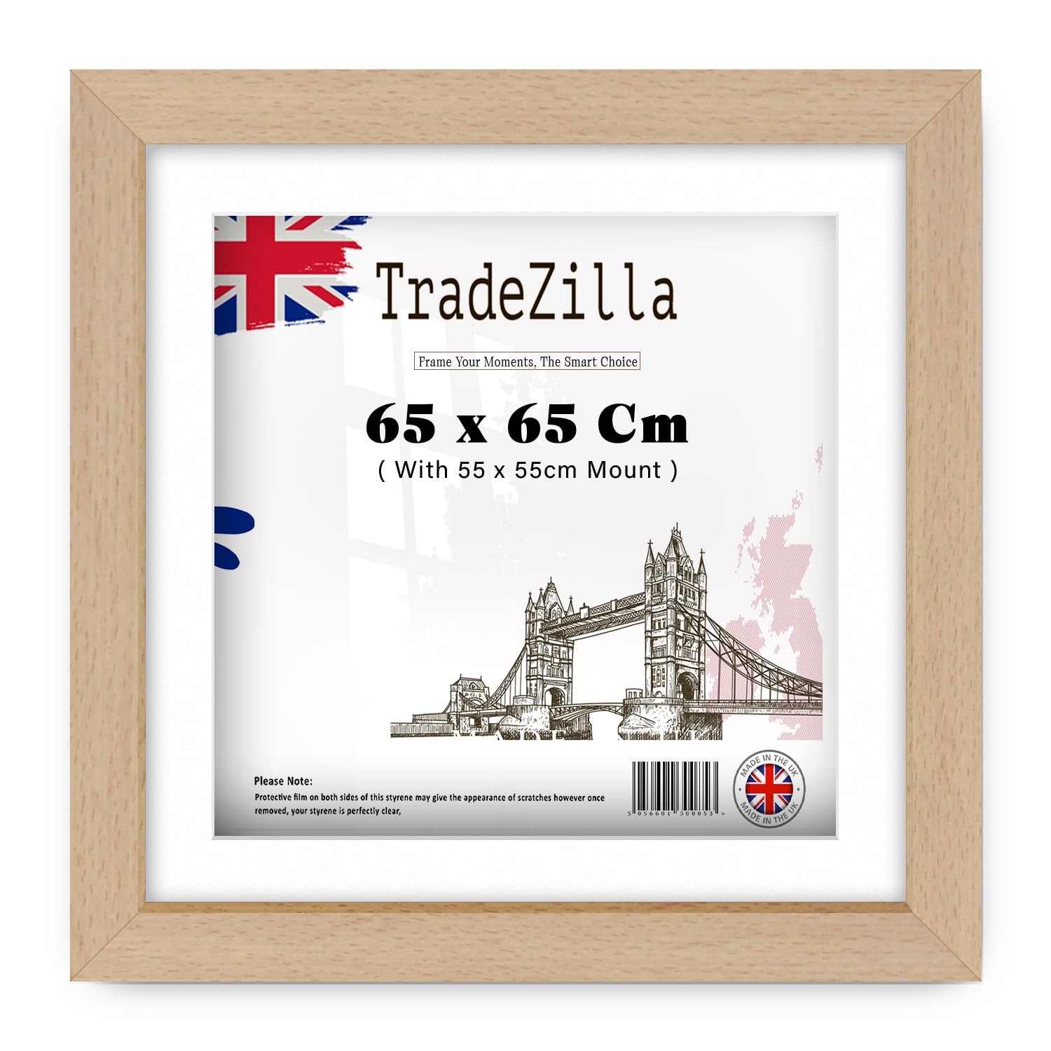 TradeZilla | Modern 650 x 650 mm Beech Photo Frame With 550 x 550 mm White Mount | Wall Decoration Photos Canvas Paintings Art Gallery (65 x 65 Cm) [ Beech ]