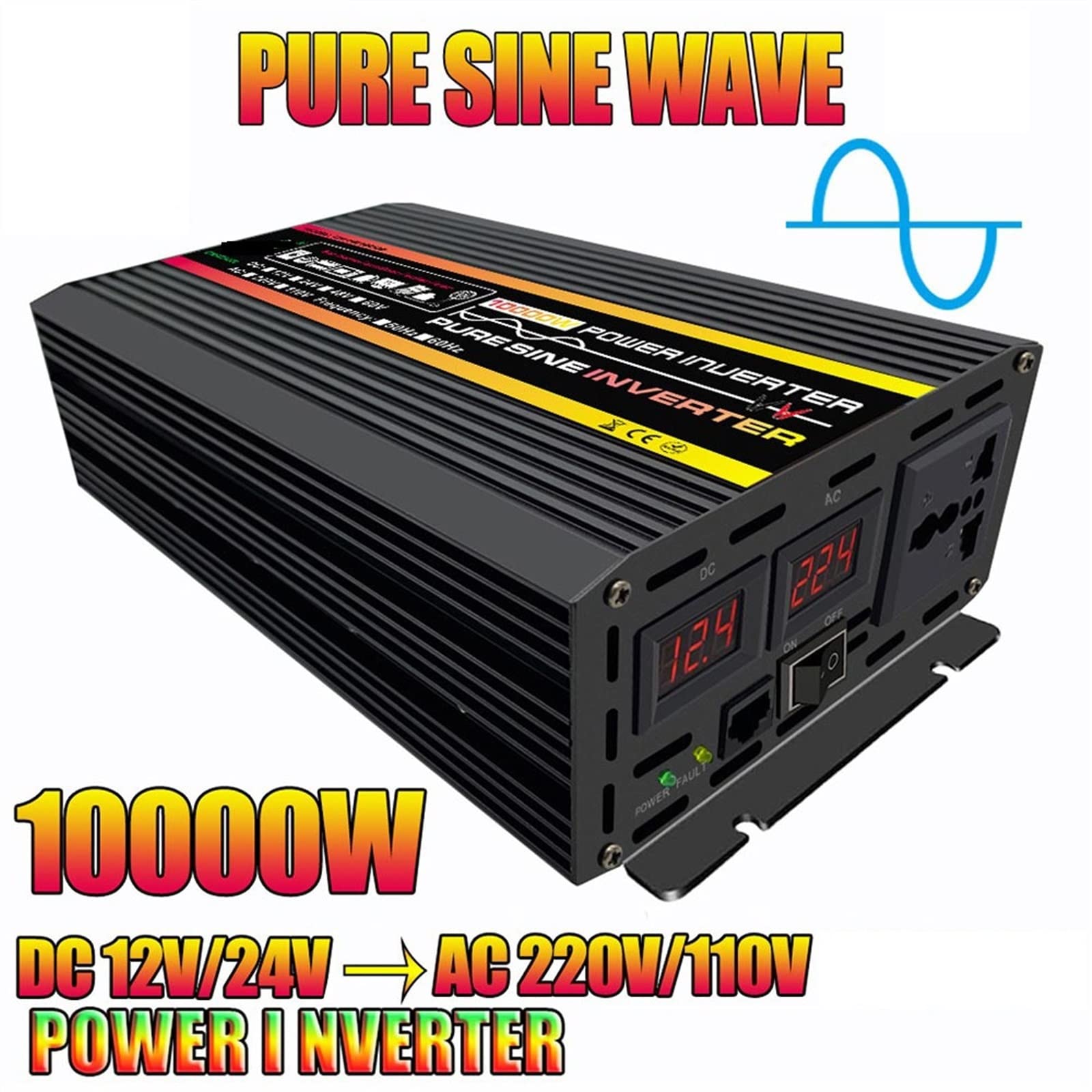 Falownik, Falownik solarny z czystą falą sinusoidalną 10000W-20000W Przetwornica napięcia Samochodowy falownik Transformator DC 12V do AC 220/110 gniazda Invertor