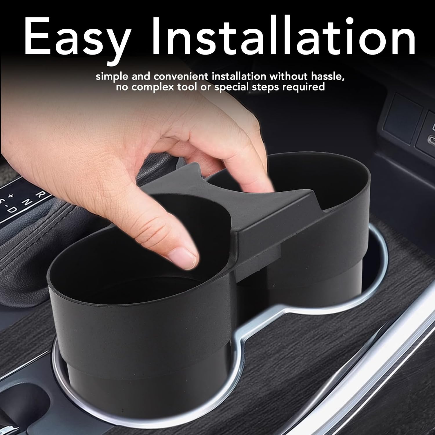 Center Console Dual Cup Holder, ABS Material Cup Holder Inserts for C7 2014-2019 Car CupHolder Expander Replacement for Mobile Phones, Wallet, C7 Accessories