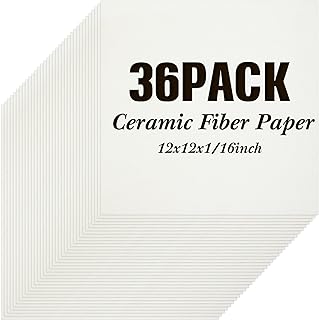 Ctosree 36 Pcs Ceramic Fiber Paper Insulation Gasket or Liner for Kiln White High Temperature Kiln Paper Microwave Ceramic Paper for Stove Fireplace Glass Fusing (12 x 12 x 1/16 Inch)