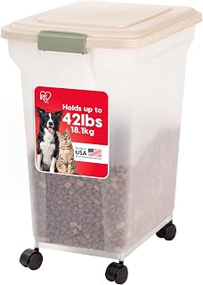 IRIS USA Dog Food Storage Container, Up to 42 lbs, Almond, Made in USA