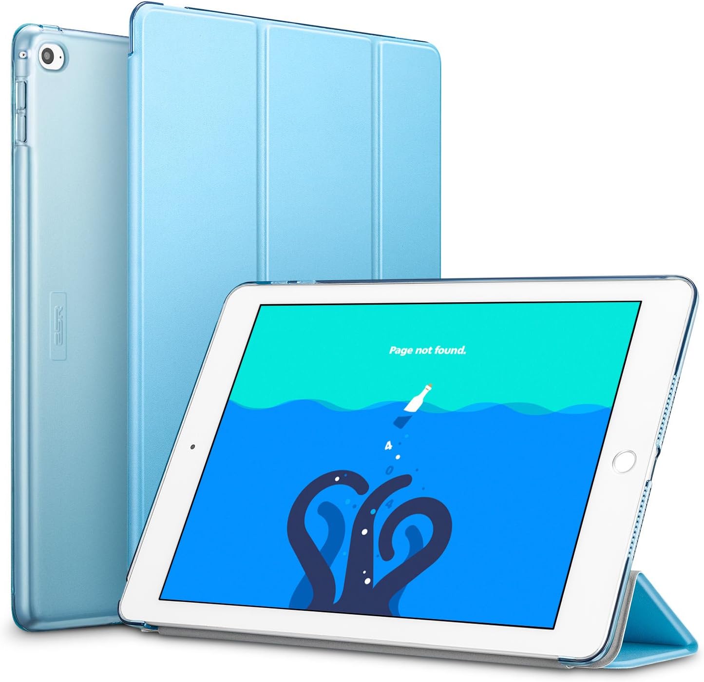 iPad Air 2 Case, ESR Smart Case Cover [Synthetic Leather] Translucent Frosted Back Magnetic Cover with Auto Sleep/Wake Function [Light Weight] (Sky Blue)