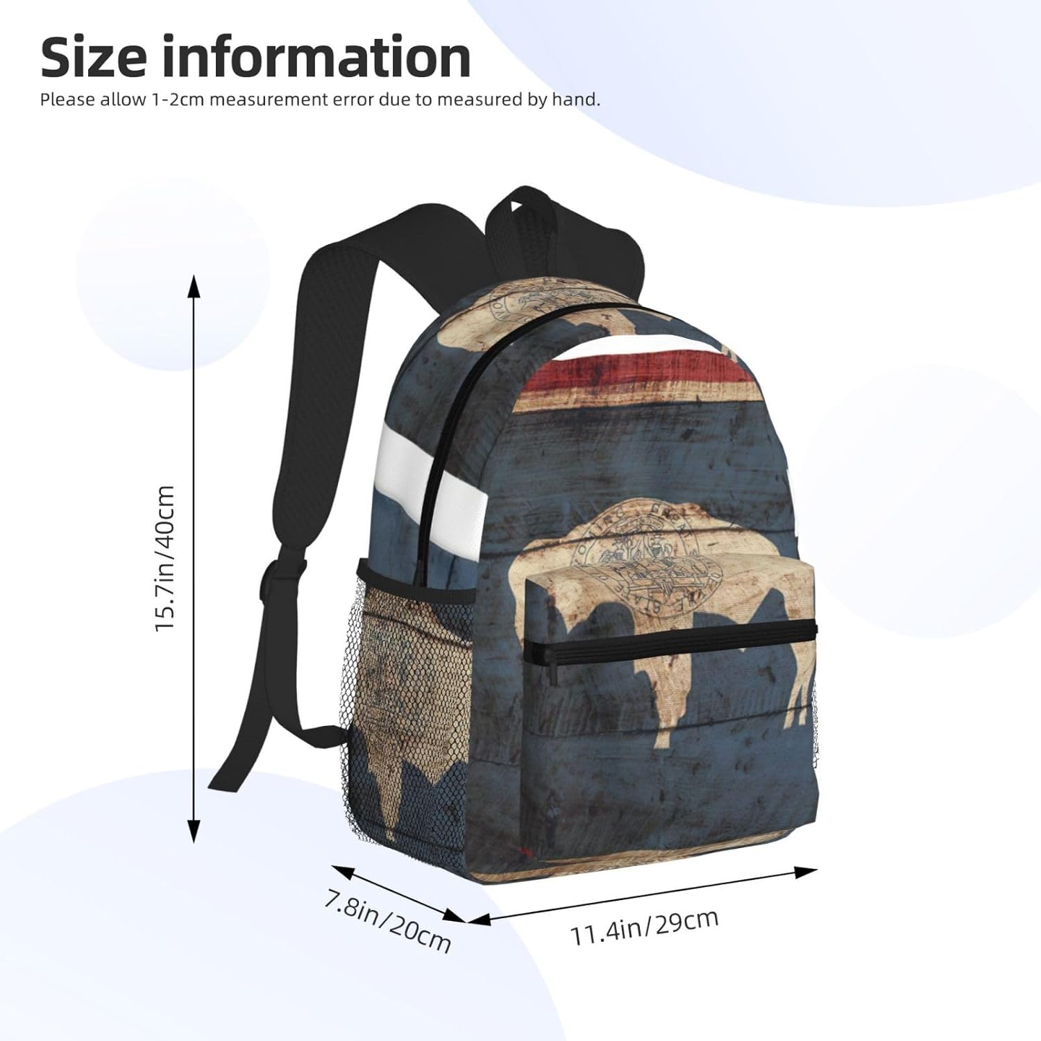 Wyoming State Flag Map Backpack Large Sports Bag, Best for Basketball, Soccer, Volleyball, Swim, Gym, Travel