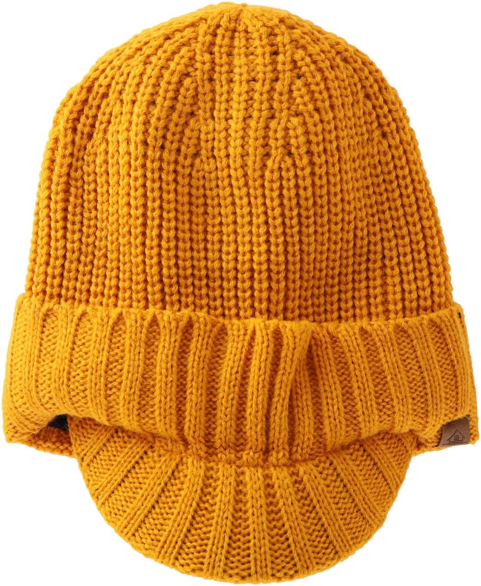 Home Prefer Men's Winter Hat Thick Knit Beanie Cap with Visor Newsboy Beanie Hat - Image 2