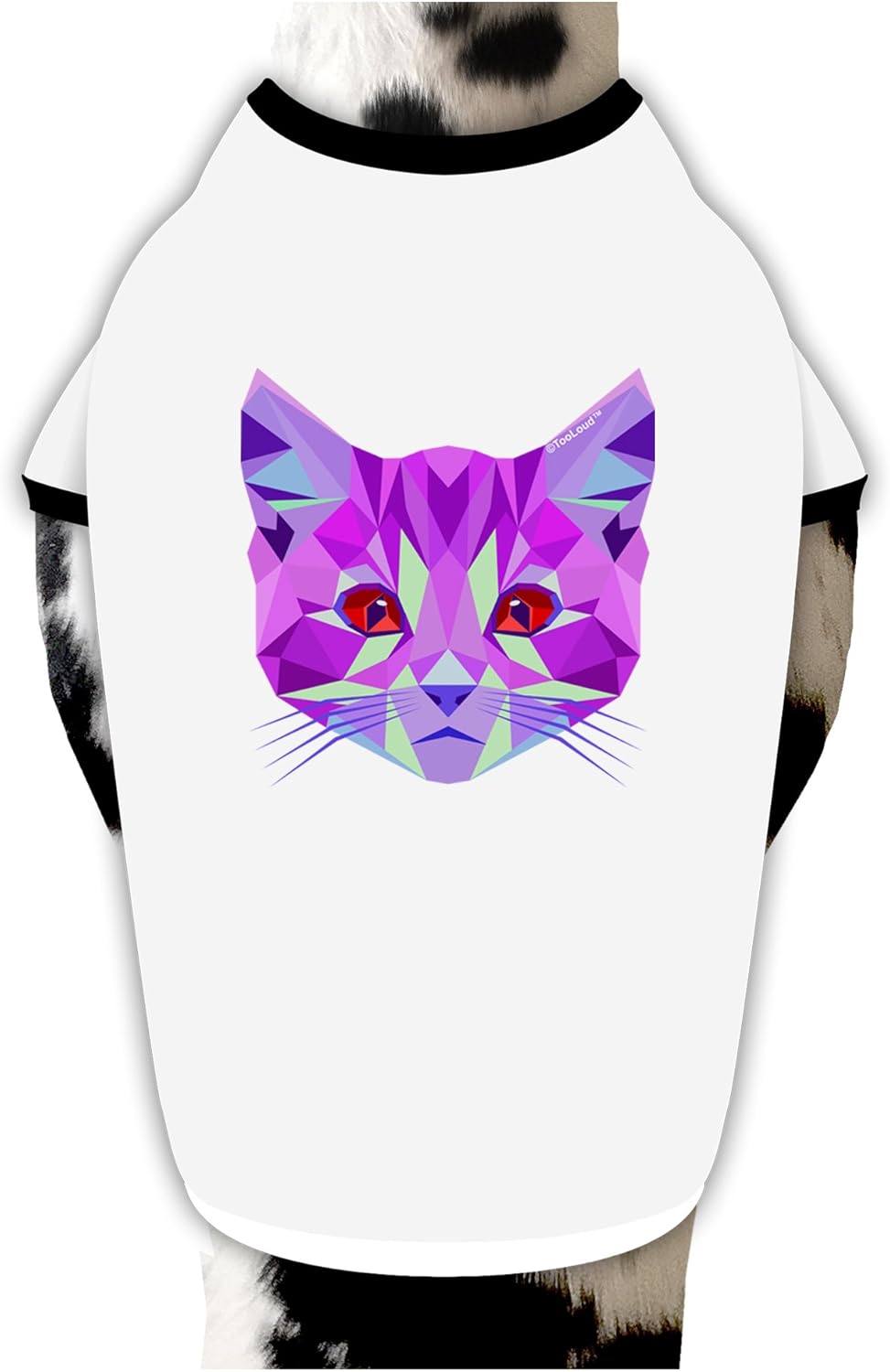 TOOLOUD Geometric Kitty Purple Dog Shirt White with Black XL