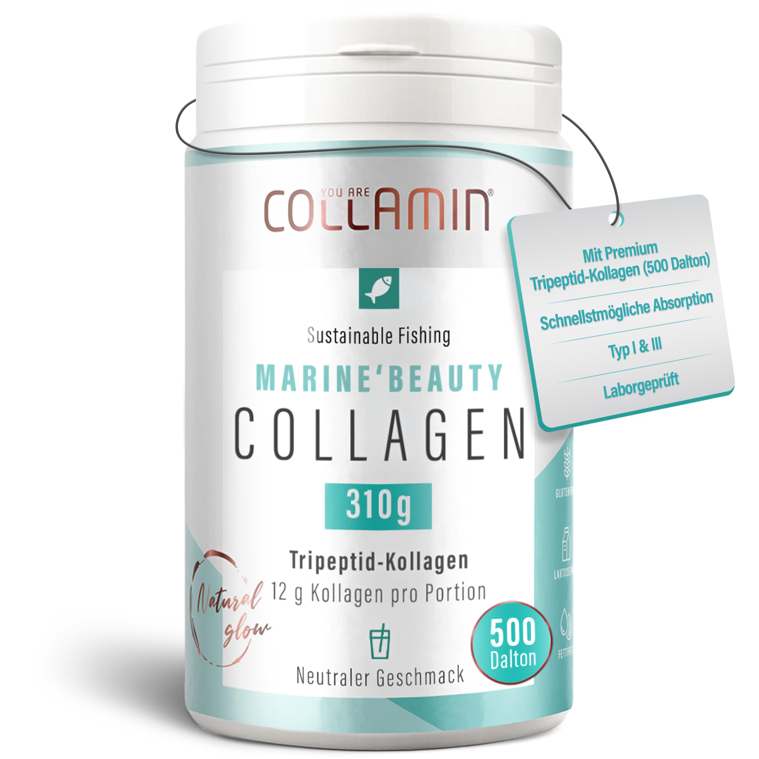 Marine'Beauty Collagen Pulver - 360g I Tripeptid-Kollagen Pulver - Made in Switzerland I 100% reines Meereskollagen aus Kollagenhydrolysat (Fisch) ohne Zusatzstoffe & Nachgeschmack