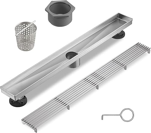 Miniatura 9 de Drenaje lineal de ducha rectangular de acero inoxidable 304 dorado cepillado, drenaje lineal de piso de drenaje rápido de 51 lmin, certificado CUPC