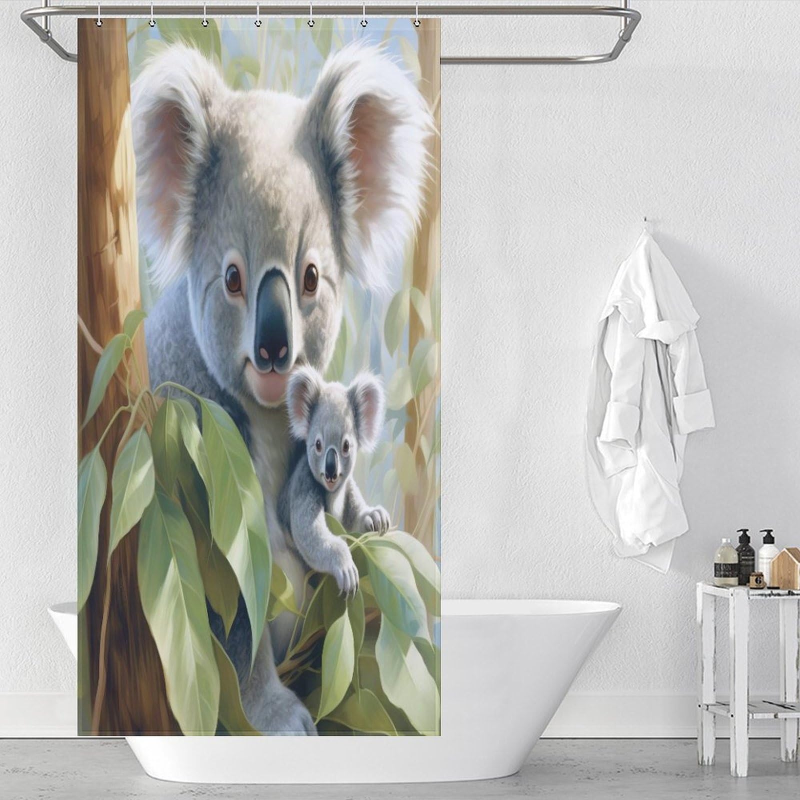 Rideau de douche koala imperméable tissu lavable salle de bain 92x183
