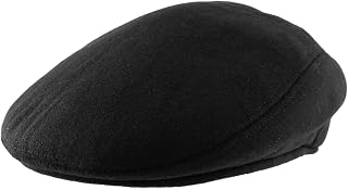 Morehats 100% Wool Flat Cap Cabbie Hat Gatsby Ivy Irish Hunting Newsboy Hunting Beret - Black(L)