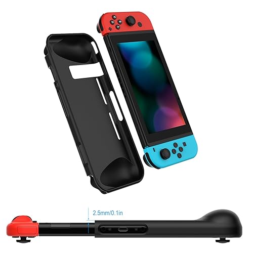 Vista 6 de JETech Protective Case for Nintendo Switch 2017, Grip Cover with Shock-Absorption and Anti-Scratch Design (Black)