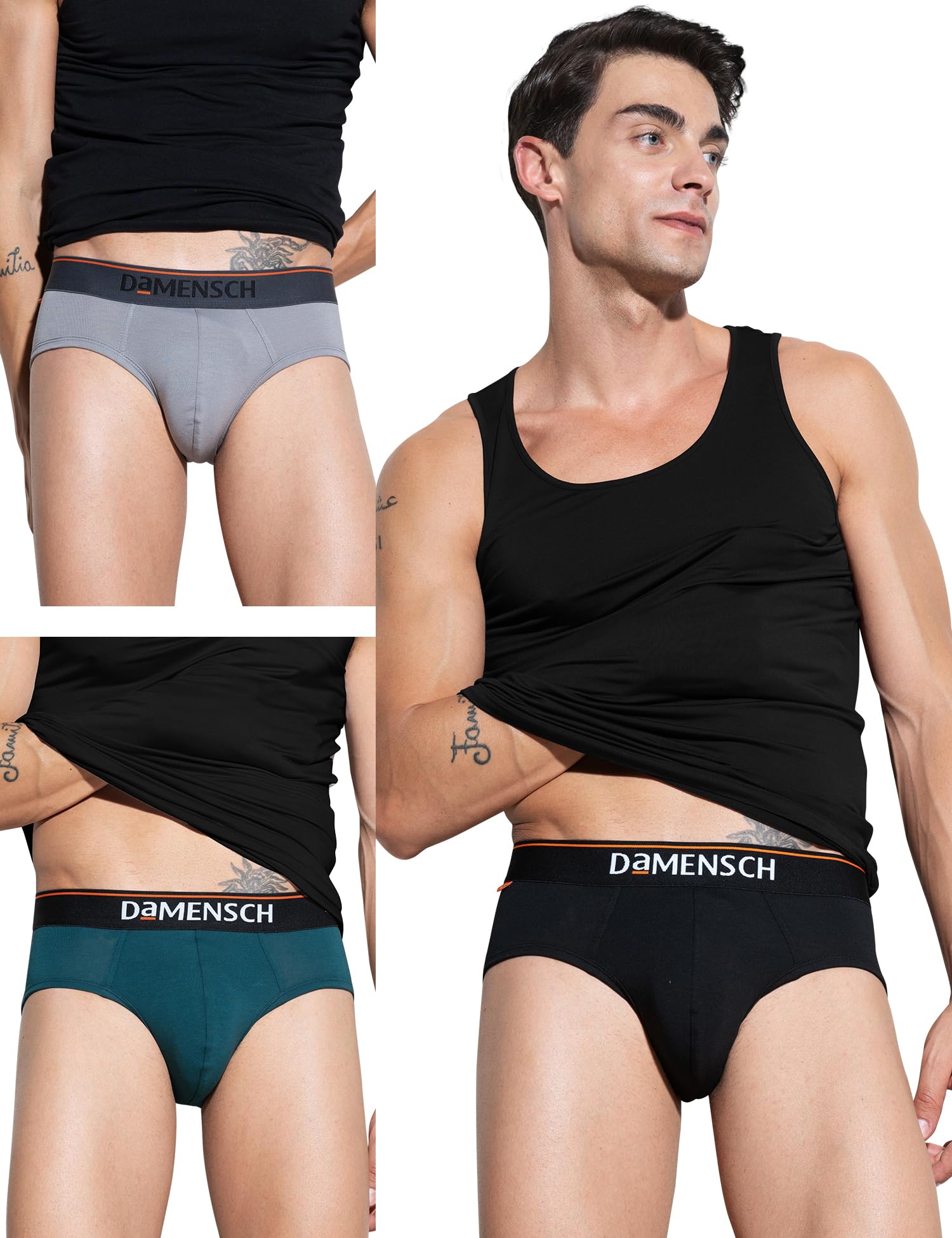 DAMENSCHDeo-Cotton Solid Underwear for Men Combo Breathable Inner Cotton Briefs Pack No-Marks Waistband Moisture Wicking