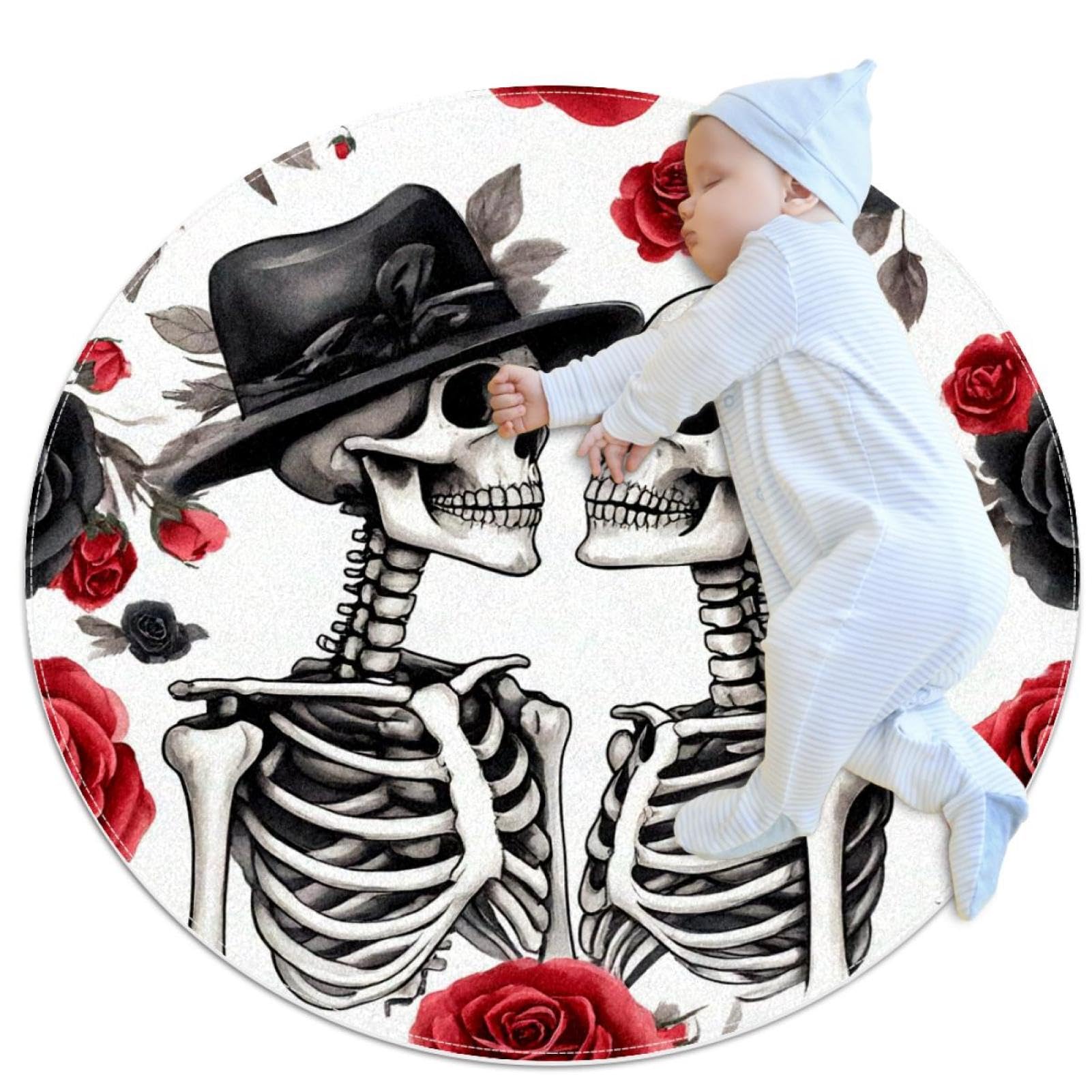 Tapis de douche squelette antidérapant 1m rond haute sécurité chambre