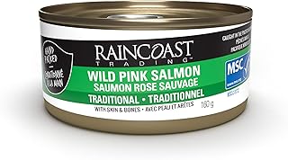 Raincoast Trading Canned Wild Pink Salmon Traditional Contains Skin and Bones Wild Caught Pacific Northwest Certified Sustainable Made in Canada High Protein Keto Friendly - Case of 12 5.6oz Cans
