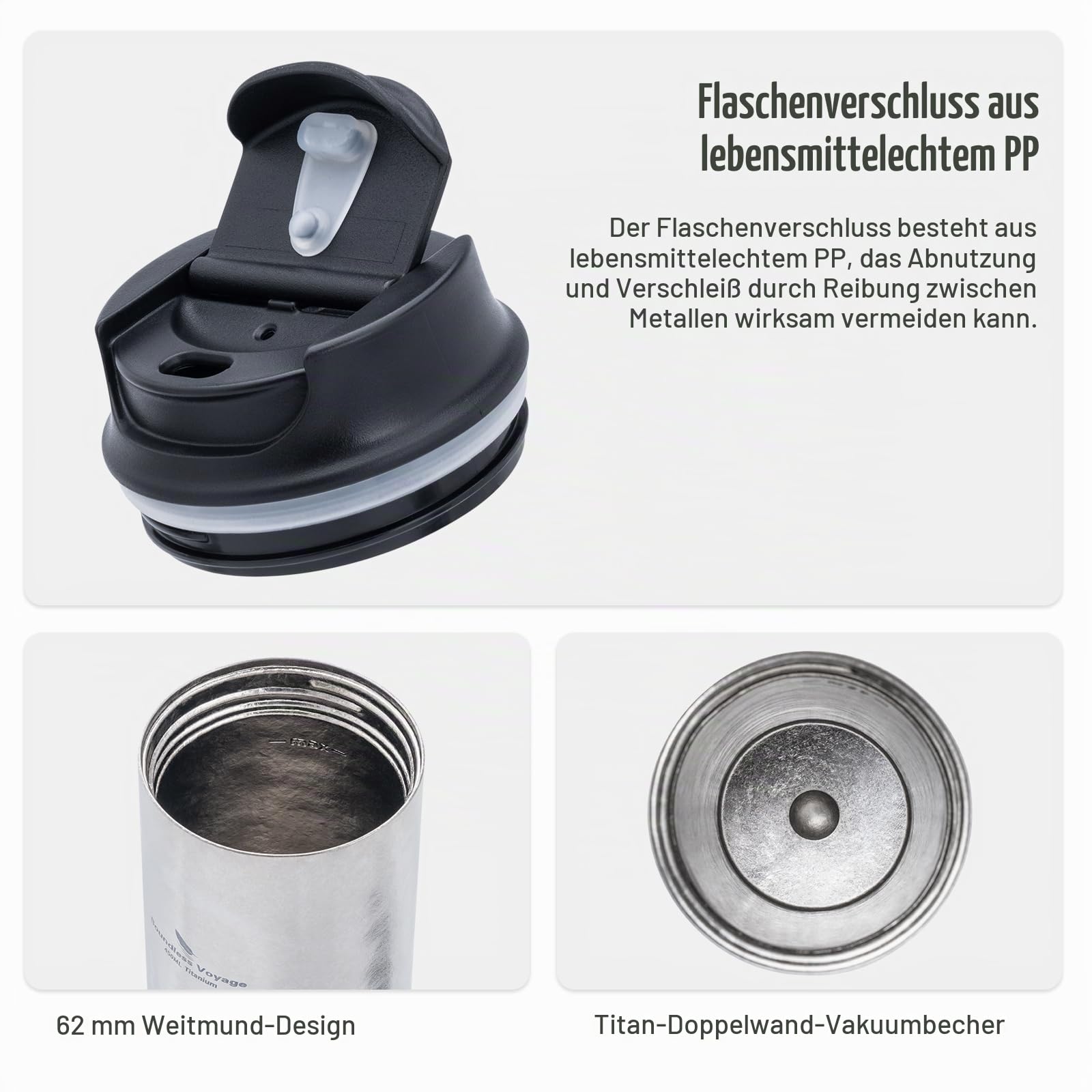 iBasingo 450ml Titan French Press Kaffeeflasche Doppelwandige Isolierte Vakuum Thermoskanne Becher Tragbare Tee Wasserflasche Outdoor Auto Reisebecher mit Deckel Ti3255D