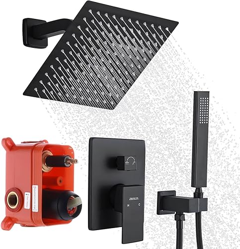 Miniatura 11 de Sistema de ducha de lluvia con ducha de mano, juego de grifo de ducha de baño de 10 pulgadas montado en la pared para baño de lujo, mezclador de Oro