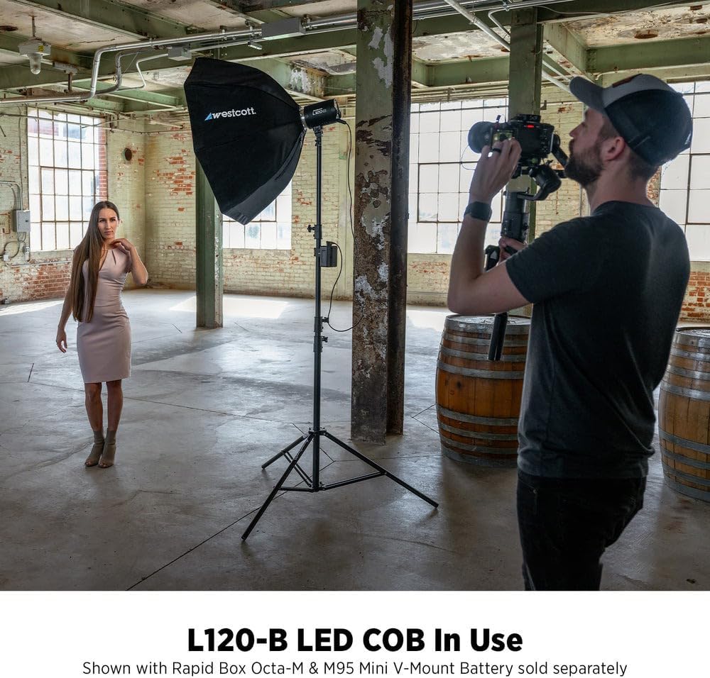 Westcott L120-B Bi-Color COB LED (120W) Video Light - APP Control, Silent Continuous Lighting 9 Built-In Effects, 23900lux/1m, 2700K-6500K, 98 CRI, 99 TLCI, 92 SSI, Bowens Mount for Photo & Filmmaking