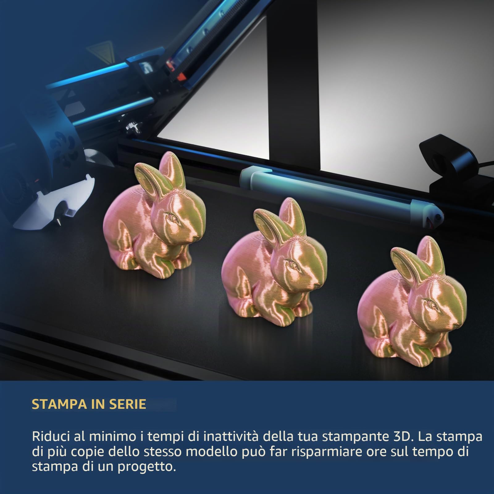 IdeaFormer IR3 V2 - Stampante 3D con nastro trasportatore, 250 × 250 × ∞ mm, cintura in metallo Z, pile e stampa veloce, max 400 mm/s
