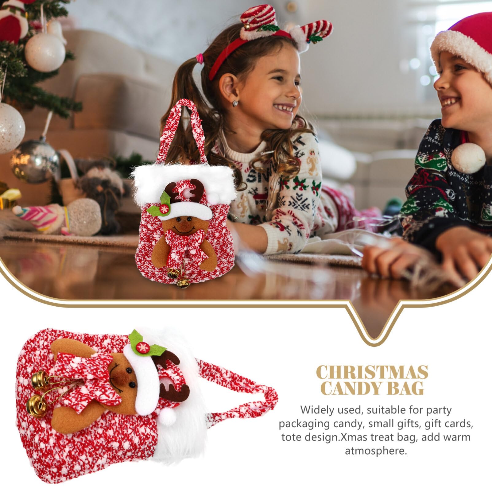 SOLUSTRE Festive Christmas Tote Bag Large Snacks Bag for Candy Cookies Decorations