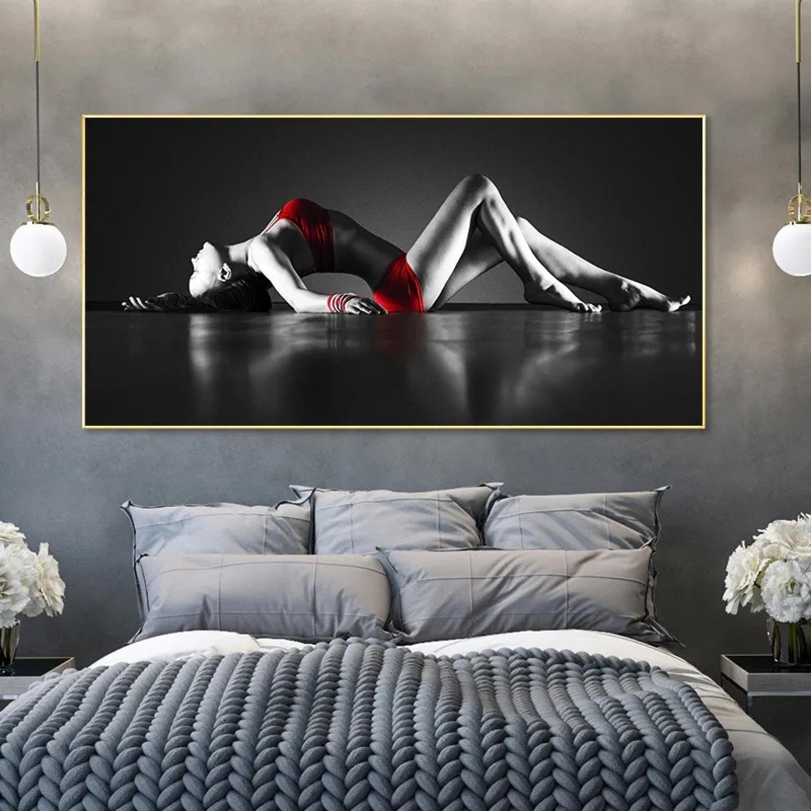 GEMMII nowoczesny plakat artystyczny nago druk na płótnie XXL seksowna kobieta model, plakaty i wydruki na płótnie, farba ścienna do sypialni, 70x140 cm, bez ramki
