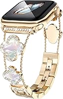Musk-MSKR Diamond Four-Leaf Clover Metal Band for Apple Watch Series 11/10/9/8/7/SE/Ultra 38-49mm - Stylish Women's Sparkle