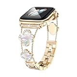 Diamond Metal Bands Add Sparkle to Your Watch For Apple Watch Series 11/10/9/8/7/6/5/4/3/2/SE/Ultra Clover Simple and Stylish Compatible with 38mm40mm41mm42mm44mm45mm 46mm49mm Women's Wear