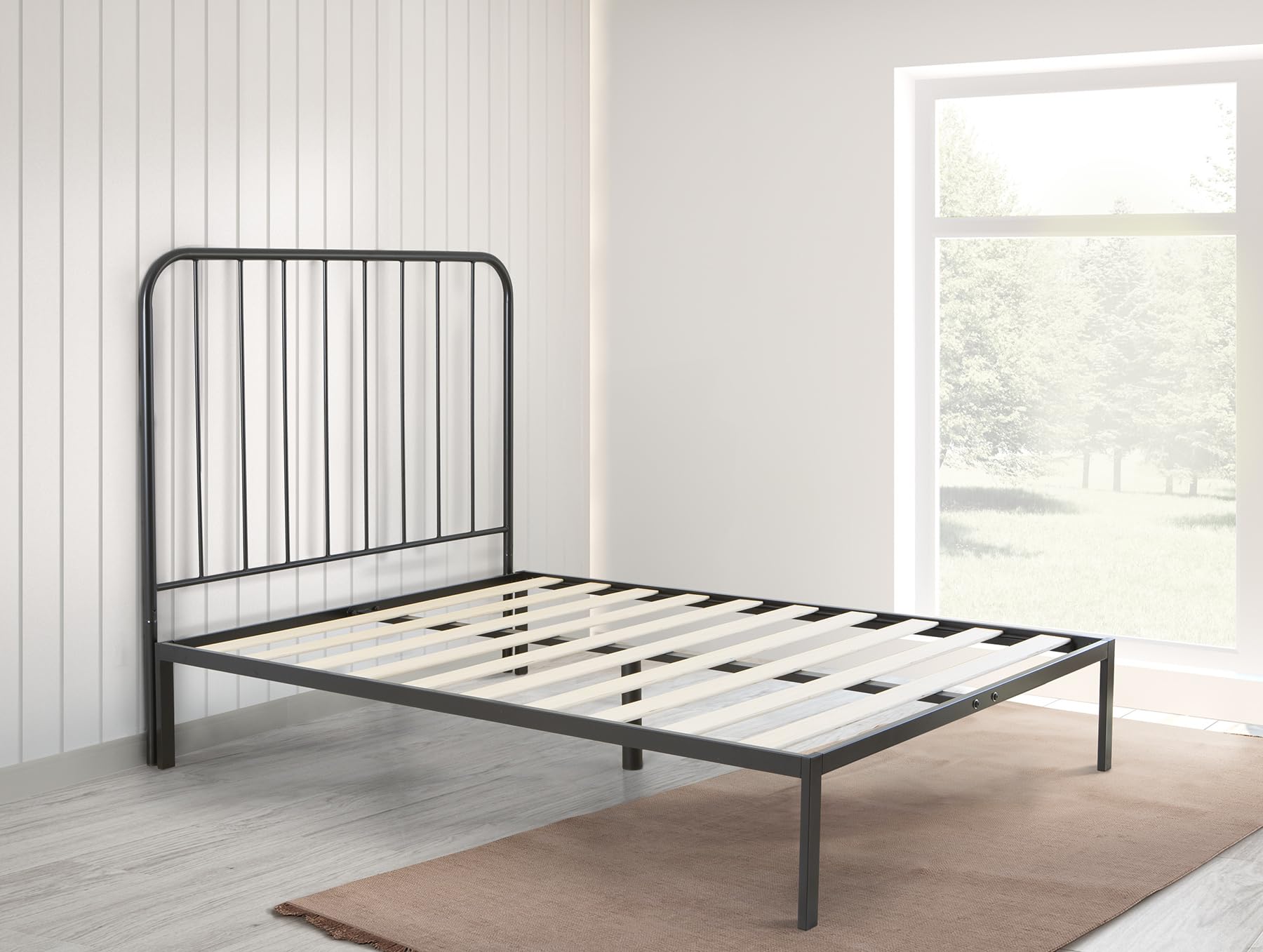 MUEBLIX.COM - Cabecero Forja Cama Domi, Cabecero 150 cm, Camas de Matrimonio y Juvenil, Cabezal para Cama, Hierro con Tubo de 30 mm, Altura Máxima 125 cm, Color Negro
