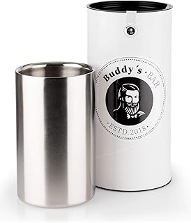 Buddy's Bar - Refrigeratore per Vino/Champagne Steel, refrigeratore per Bottiglie di Alta qualità in Acciaio Inossidabile a Doppia Parete, Diametro Interno 10 cm, Altezza 20 cm, opacizzato