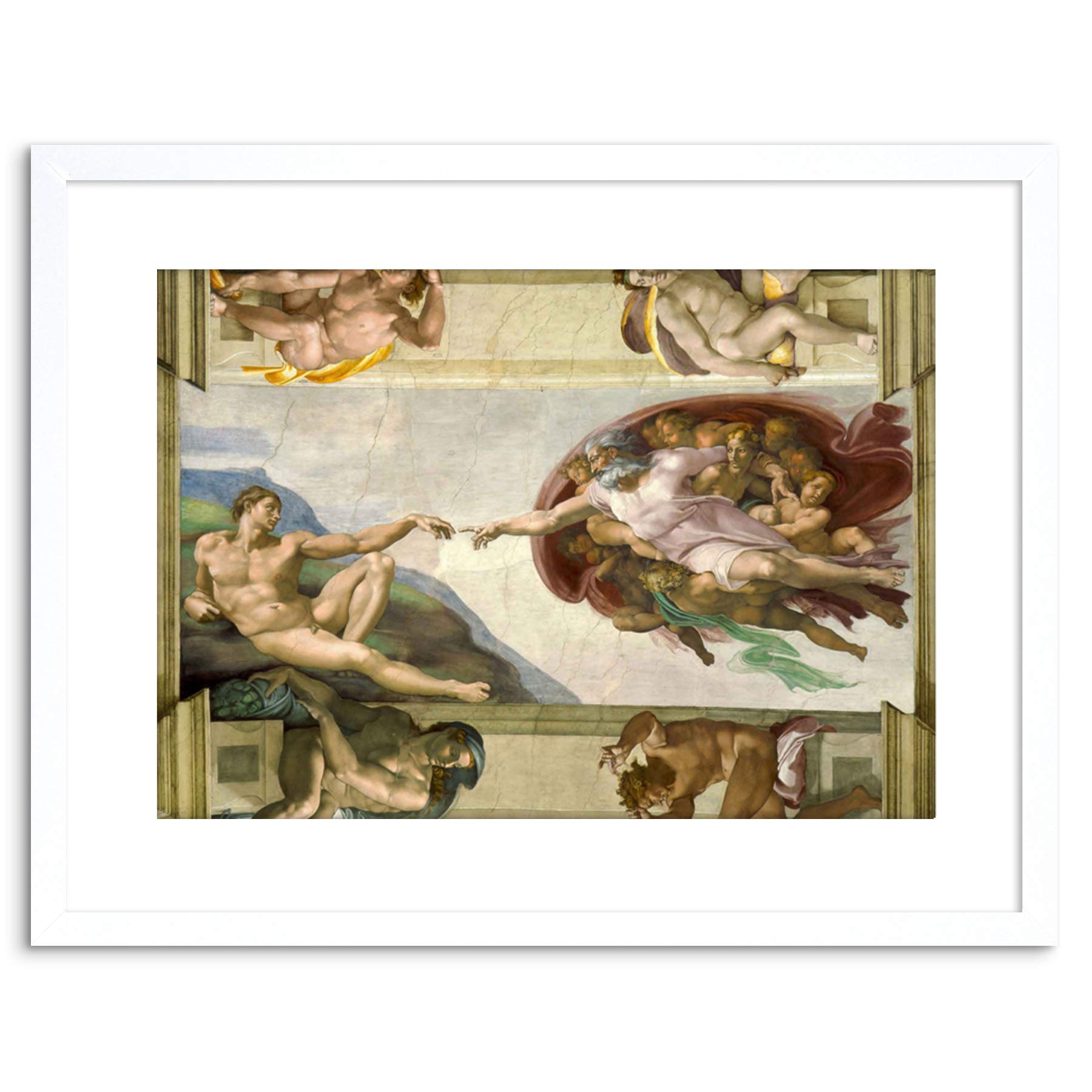 Wee Blue Coo PAINTING ALLEGORY MICHELANGELO CREATION ADAM FRAMED PRINT F97X4026