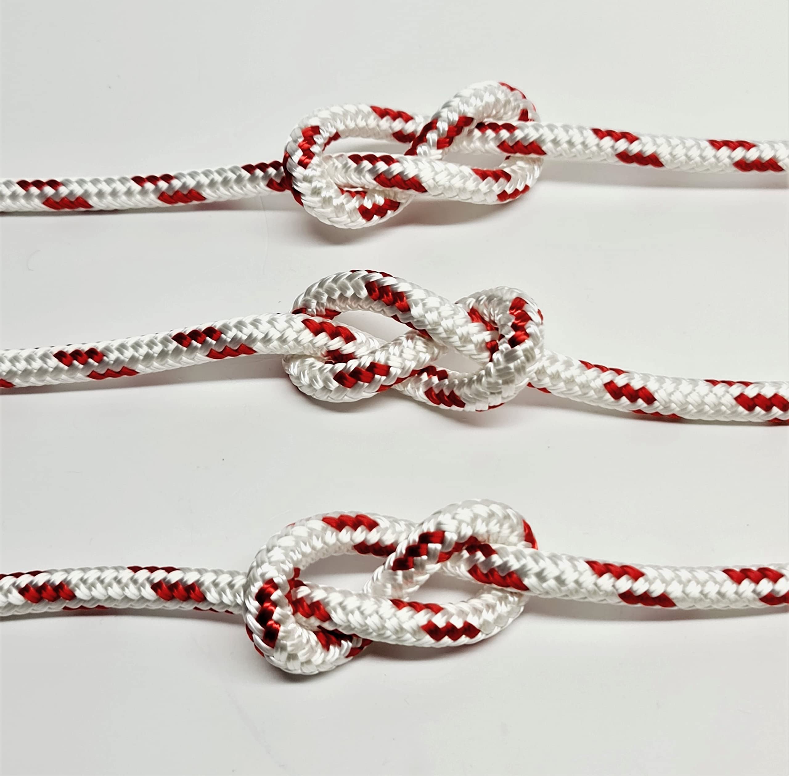 6mm Braid on Braid Polyester Rope Boat Yacht Dinghy Halyard Sheet Rigging Spinnacker Double Braid (White with Red Fleck, 5mt)