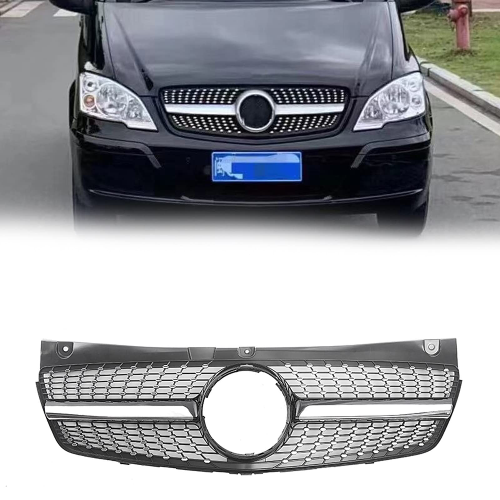 Grille de ventilation de capot diamant noir pour Benz W639