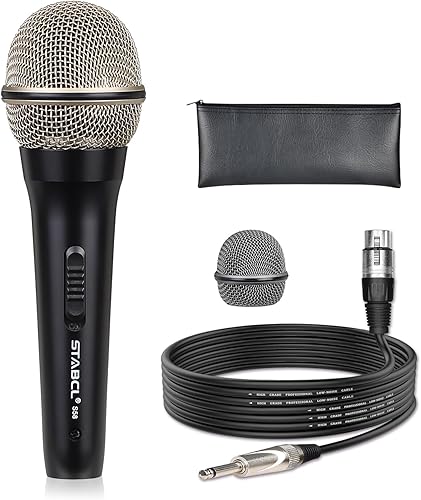 Micrófono con cable para cantar karaoke, micrófono con cable de metal para máquina de karaoke con altavoz, micrófono dinámico vocal XLR con cable de