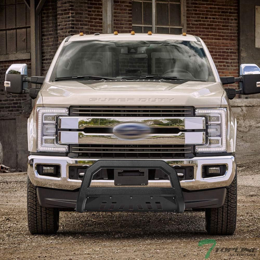 Textured Black AVT Style Bull Bar Brush Push Front Bumper Grill Grille Guard with Skid Plate Compatible with 11-16 Ford F250 / F350 / F450 / F550 Superduty