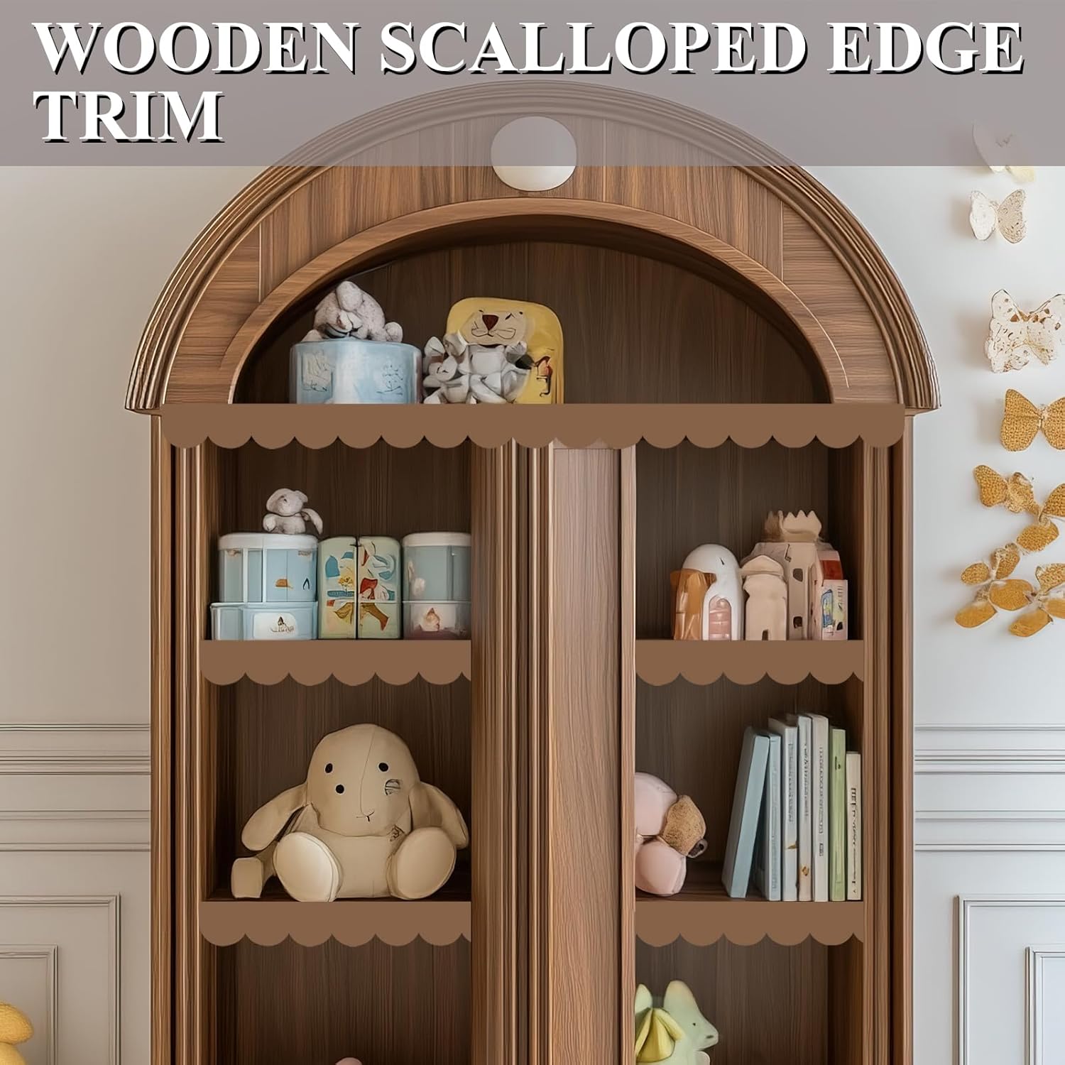 16 Pack Unfinished Scalloped Wood Trim(15.74'' x 2.52''), and 16 Pack Decorative Wood Trim Molding(15.74'' x 3.5'')