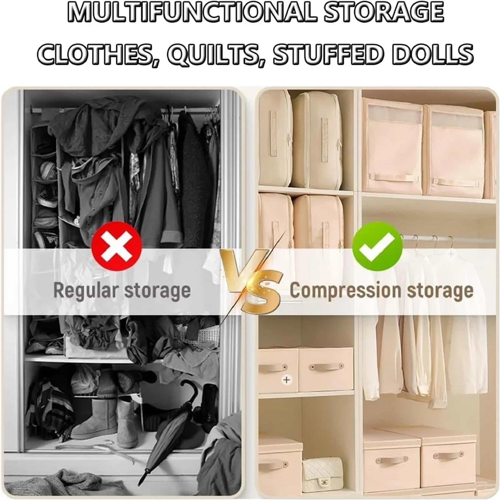 Packwürfel Großer Kompressionsbeutel for Steppdecken, Kleidung, Schrank, Organizer, Aufbewahrungstasche, äußerst platzsparend, selbstkomprimierender(XL-3PCS)