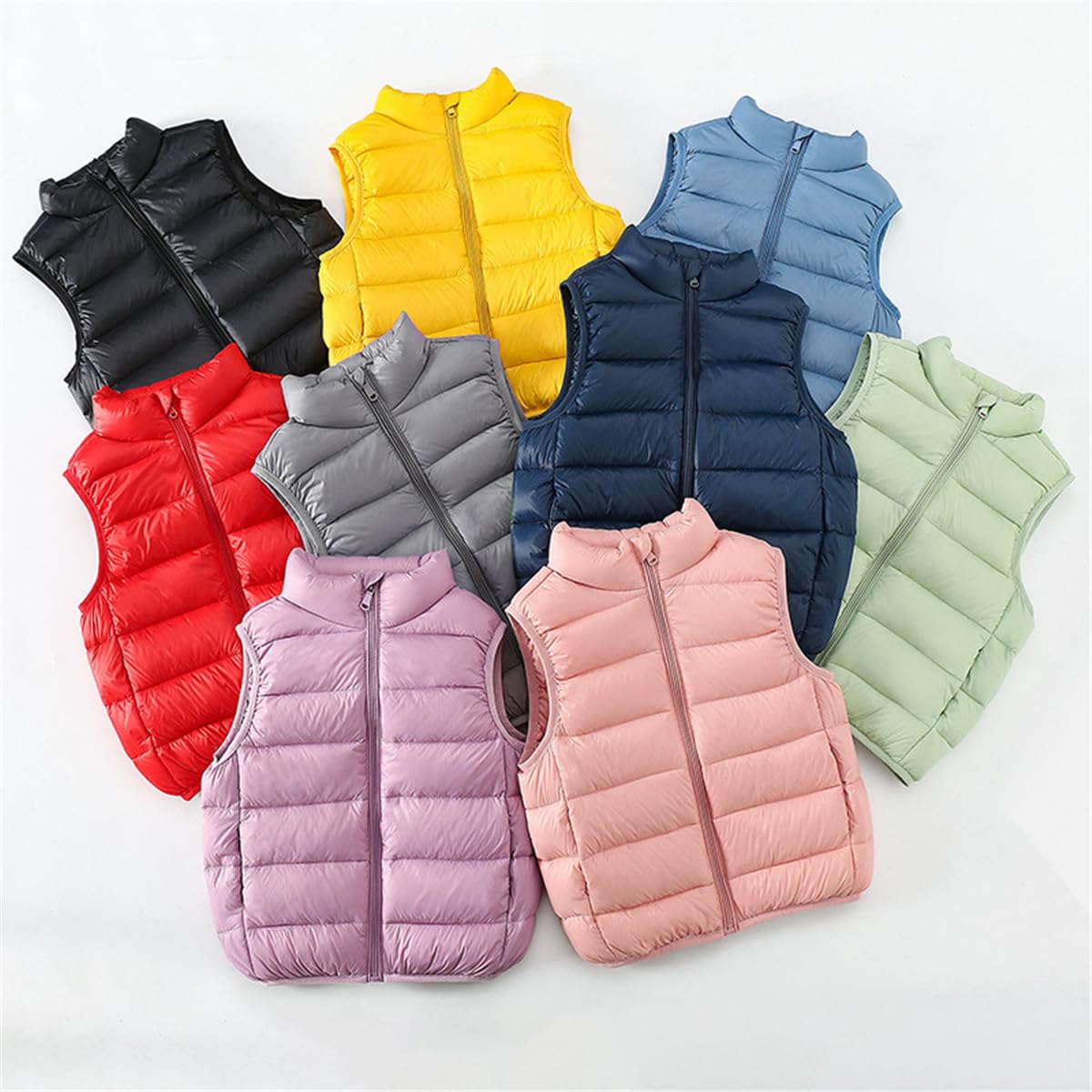 JELEUON Kids Baby Girls Boys Sleeveless High Neck Lightweight Down Puffer Vest Jacket