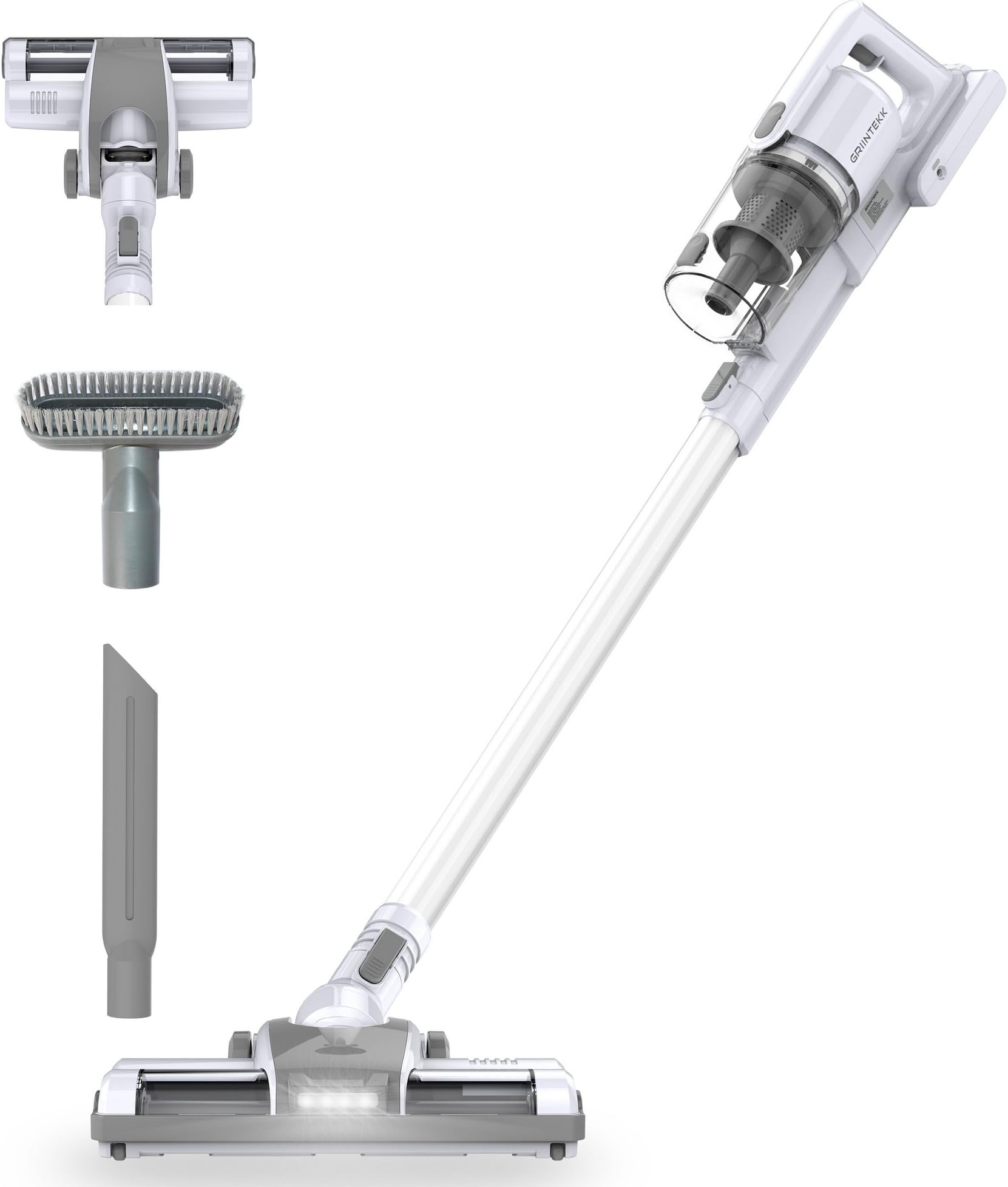 Vacuum Cleaner,Griintekk High-Power Cordless Upright Lightweight Stick Vacuum Cleaner,3 Different Interchangeable Heads with 180 Degree Rotation,Bagless Vacuum with Upright Charging Base