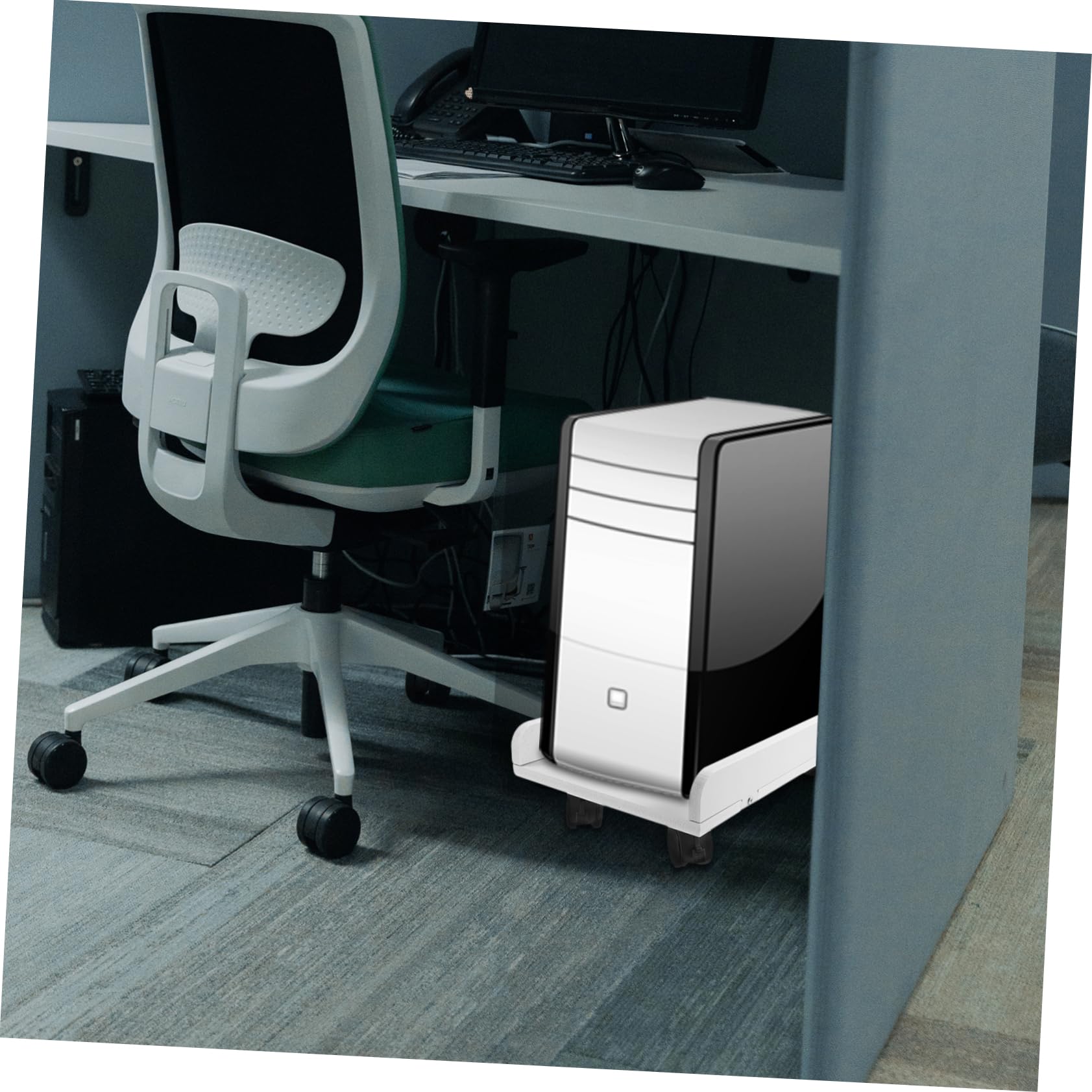 Soporte para Torre de PC Material Madera y Plástico Ruedas, Diseño Multifuncional y Capacidad de Carga Fuerte Adecuado para Escritorio de Oficina