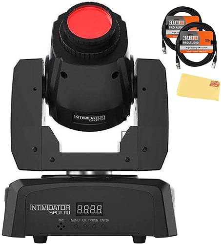 Chauvet DJ Intimidator Spot 110 - Foco LED de cabeza móvil de 10 vatios con 2 cables DMX y paño de pulido de Austin Bazaar