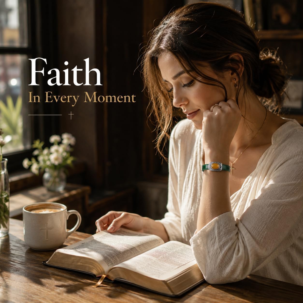 NFC Smart Bracelet for Women Faith Bible Verse Prayer image 2